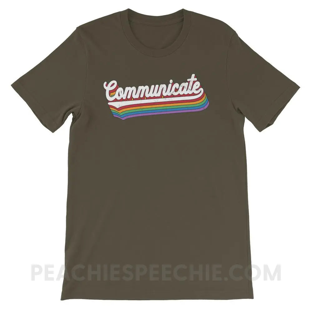 Communicate Premium Soft Tee - Army / S - T-Shirts & Tops peachiespeechie.com