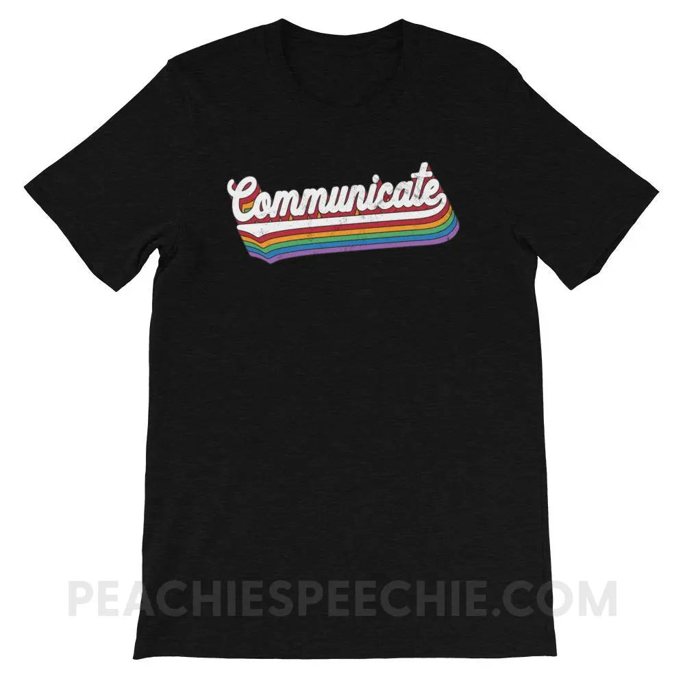 Communicate Premium Soft Tee - Black Heather / XS - T-Shirts & Tops peachiespeechie.com