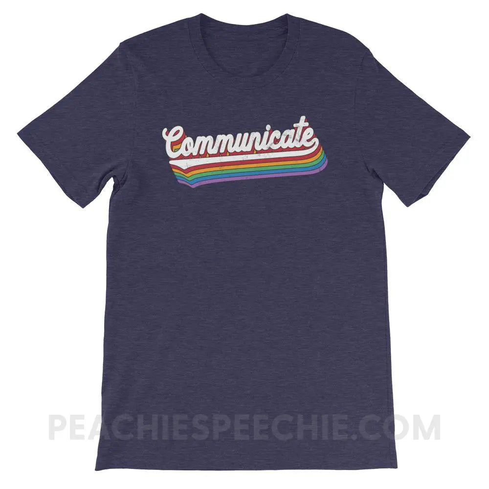 Communicate Premium Soft Tee - Heather Midnight Navy / XS - T-Shirts & Tops peachiespeechie.com