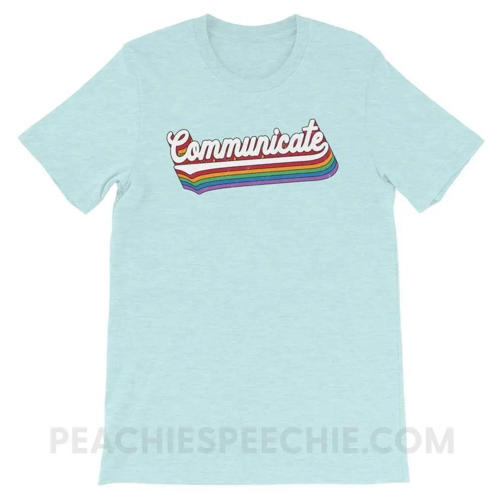 Communicate Premium Soft Tee - Heather Prism Ice Blue / XS - T-Shirts & Tops peachiespeechie.com