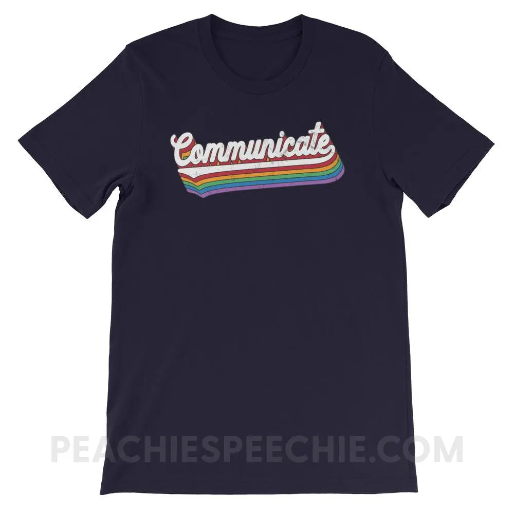Communicate Premium Soft Tee - Navy / XS - T-Shirts & Tops peachiespeechie.com