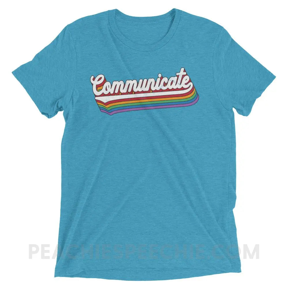 Communicate Tri-Blend Tee - Aqua Triblend / XS - T-Shirts & Tops peachiespeechie.com