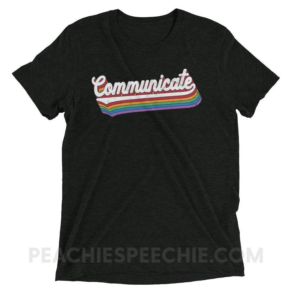 Communicate Tri-Blend Tee - Charcoal-Black Triblend / XS - T-Shirts & Tops peachiespeechie.com