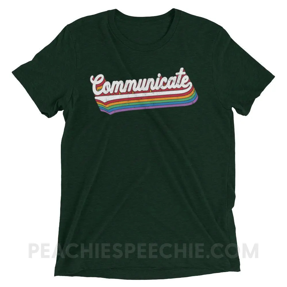 Communicate Tri-Blend Tee - Emerald Triblend / XS - T-Shirts & Tops peachiespeechie.com