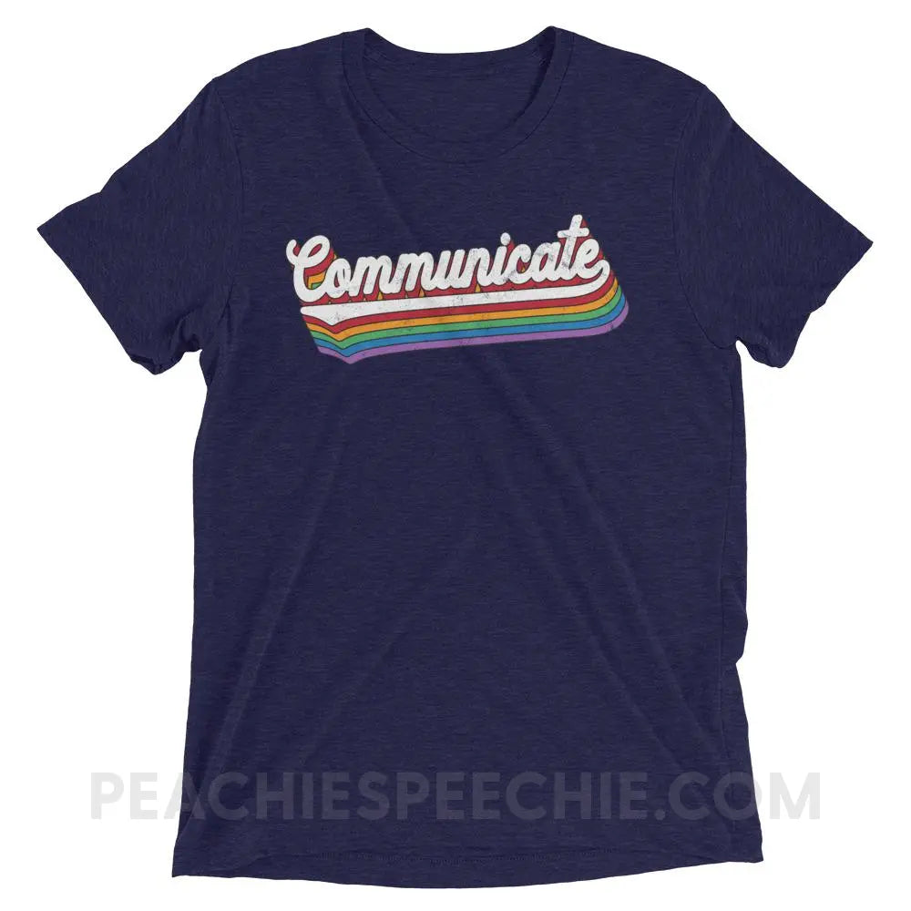 Communicate Tri-Blend Tee - Navy Triblend / XS - T-Shirts & Tops peachiespeechie.com
