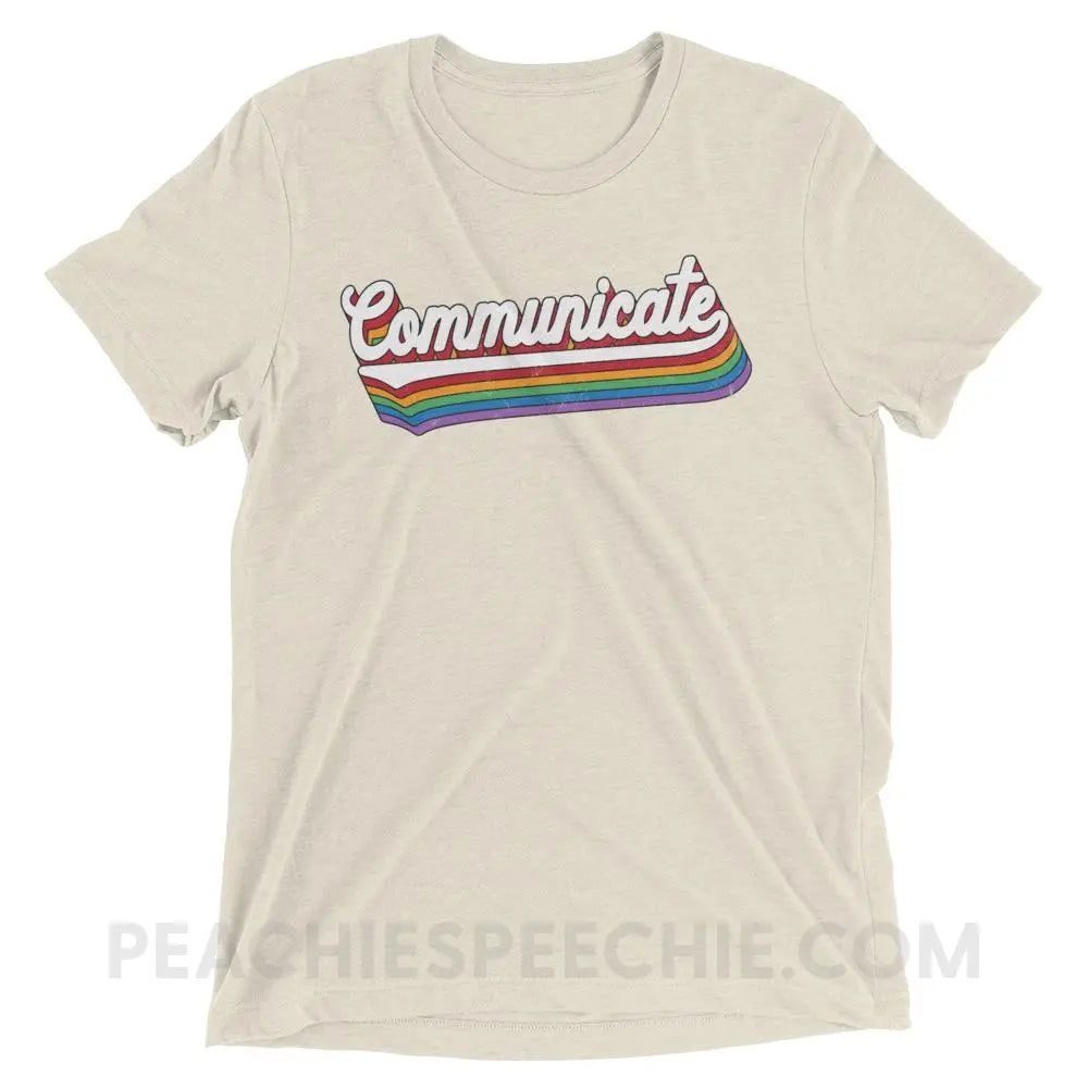 Communicate Tri-Blend Tee - Oatmeal Triblend / XS - T-Shirts & Tops peachiespeechie.com