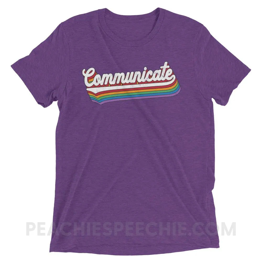 Communicate Tri-Blend Tee - Purple Triblend / XS - T-Shirts & Tops peachiespeechie.com