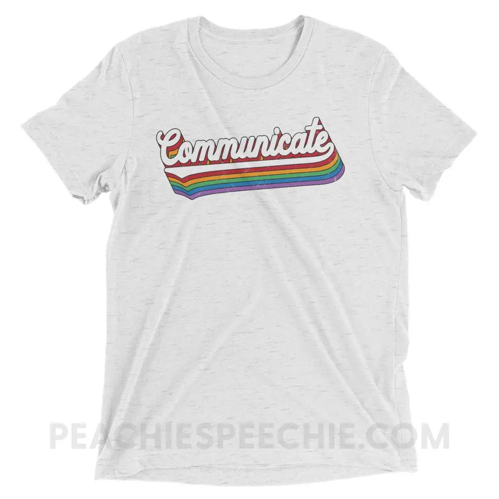 Communicate Tri-Blend Tee - White Fleck Triblend / S - T-Shirts & Tops peachiespeechie.com