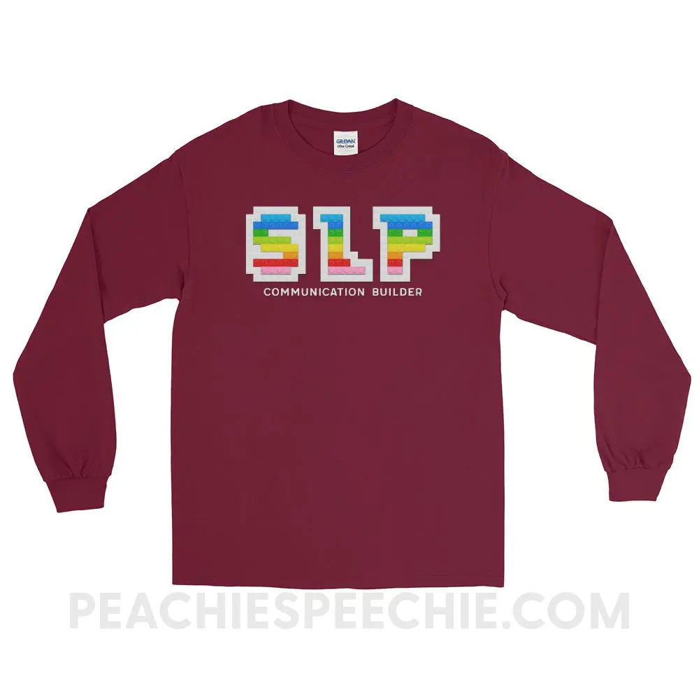 Communication Builder Long Sleeve Tee - Maroon / S - T-Shirts & Tops peachiespeechie.com