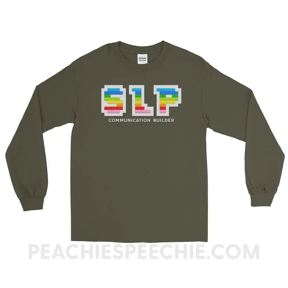 Communication Builder Long Sleeve Tee - Military Green / S - T-Shirts & Tops peachiespeechie.com