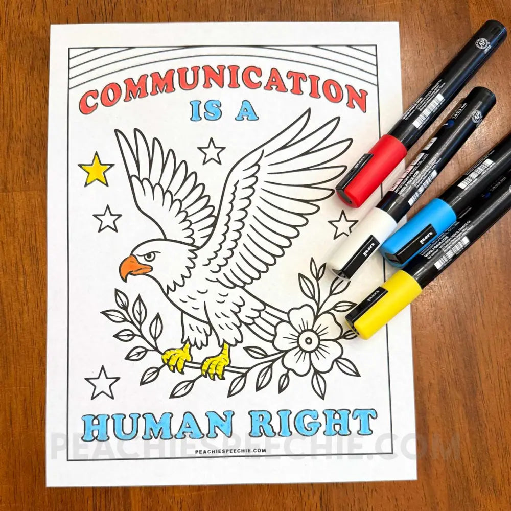 Communication Is A Human Right Eagle Coloring Sheet - Materials peachiespeechie.com
