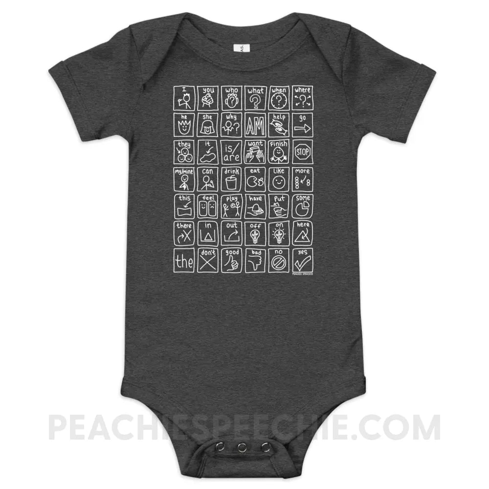 Core Board Baby Onesie - Dark Grey Heather / 3-6m - peachiespeechie.com