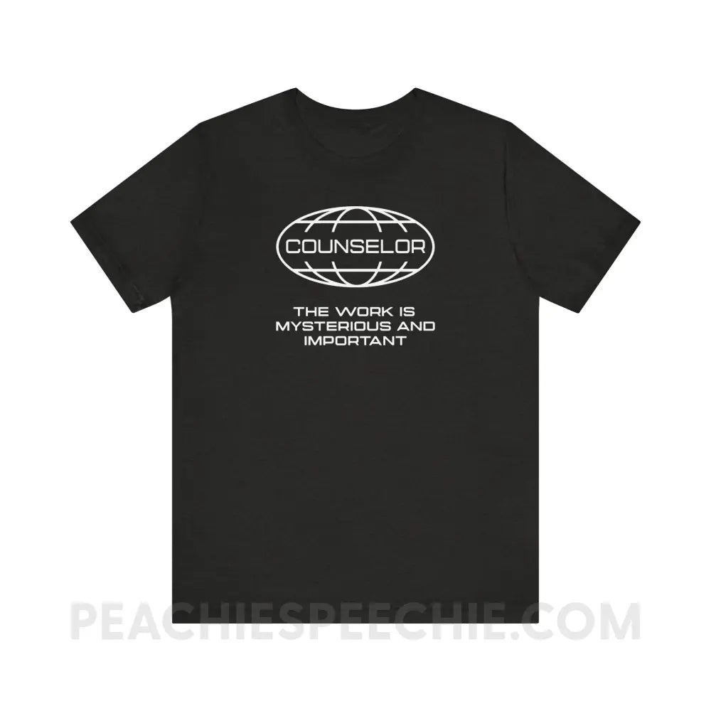 Counseling Is Mysterious And Important Premium Soft Tee - Black Heather / XS - T-Shirt peachiespeechie.com