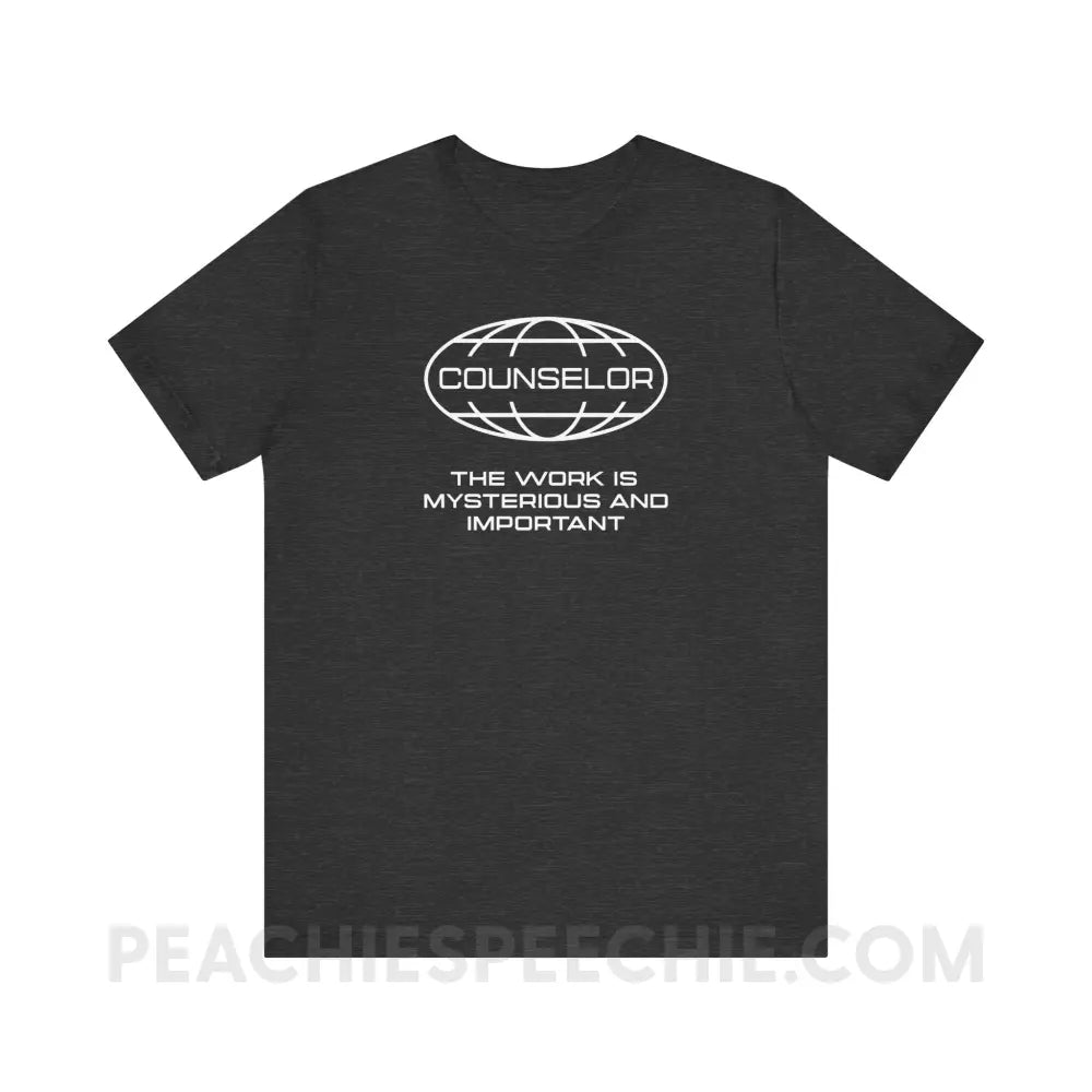 Counseling Is Mysterious And Important Premium Soft Tee - Dark Grey Heather / XS - T-Shirt peachiespeechie.com