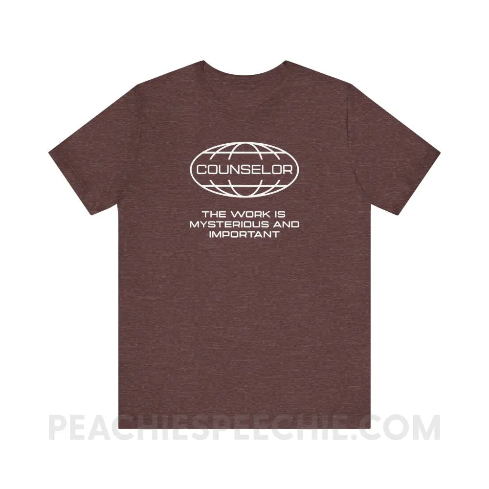 Counseling Is Mysterious And Important Premium Soft Tee - Heather Maroon / XS - T-Shirt peachiespeechie.com