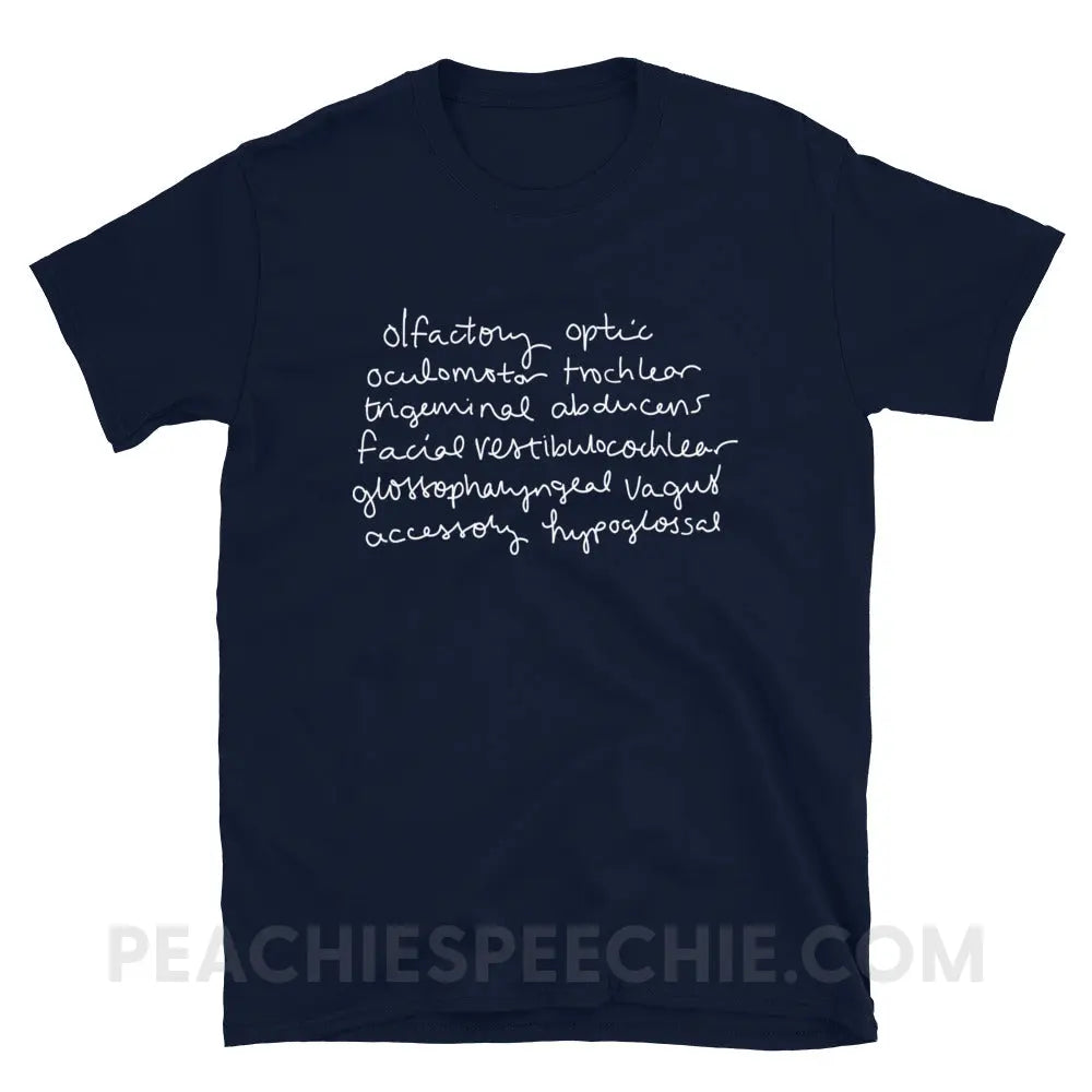 Cranial Nerves Classic Tee - Navy / S - T-Shirt peachiespeechie.com