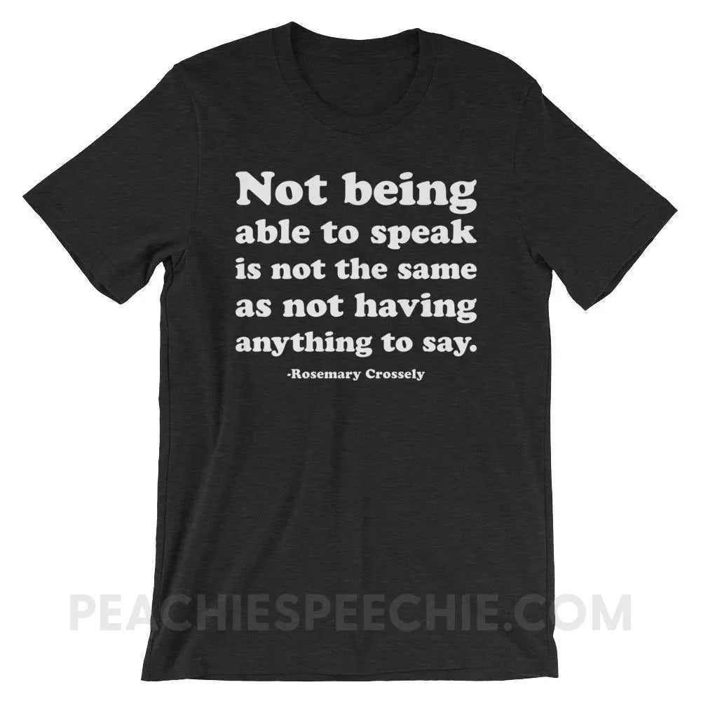 Crossely Quote Premium Soft Tee - Black Heather / XS - T-Shirts & Tops peachiespeechie.com