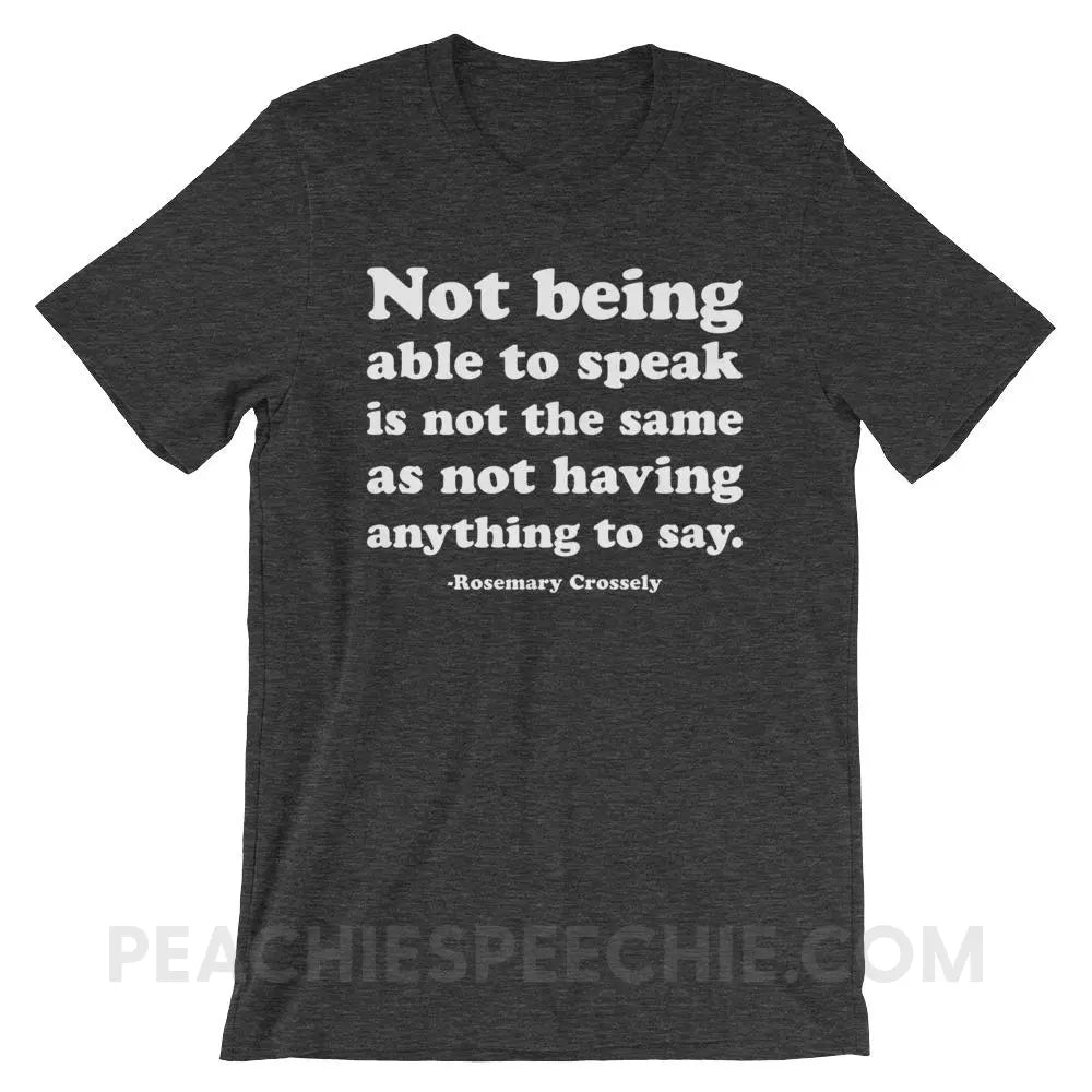 Crossely Quote Premium Soft Tee - Dark Grey Heather / XS - T-Shirts & Tops peachiespeechie.com