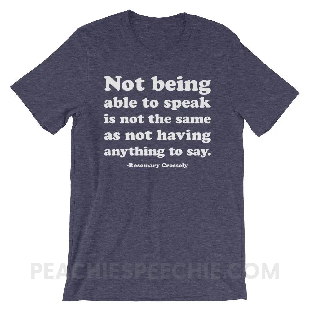Crossely Quote Premium Soft Tee - Heather Midnight Navy / XS - T-Shirts & Tops peachiespeechie.com