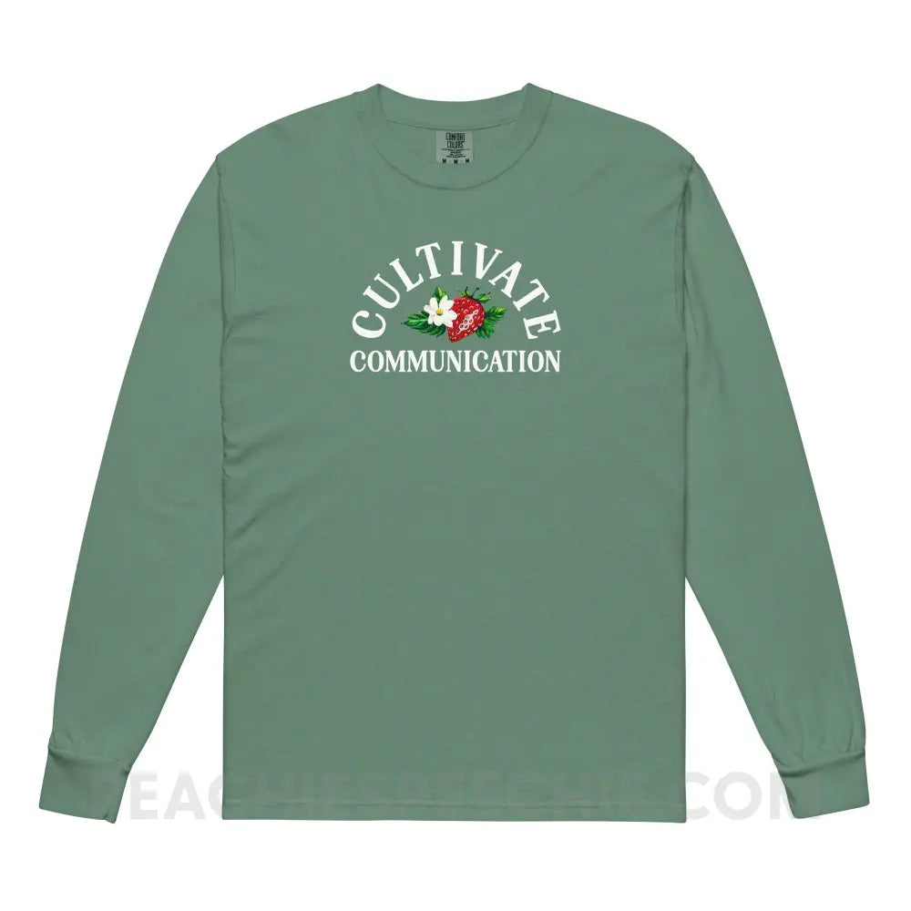 Cultivate Communication NSLHM Strawberries Comfort Colors Long Sleeve - Light Green / S - peachiespeechie.com