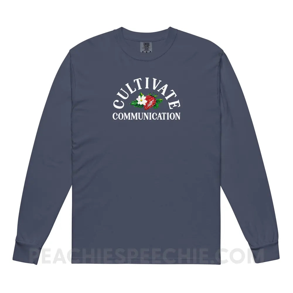 Cultivate Communication NSLHM Strawberries Comfort Colors Long Sleeve - Navy / S - peachiespeechie.com