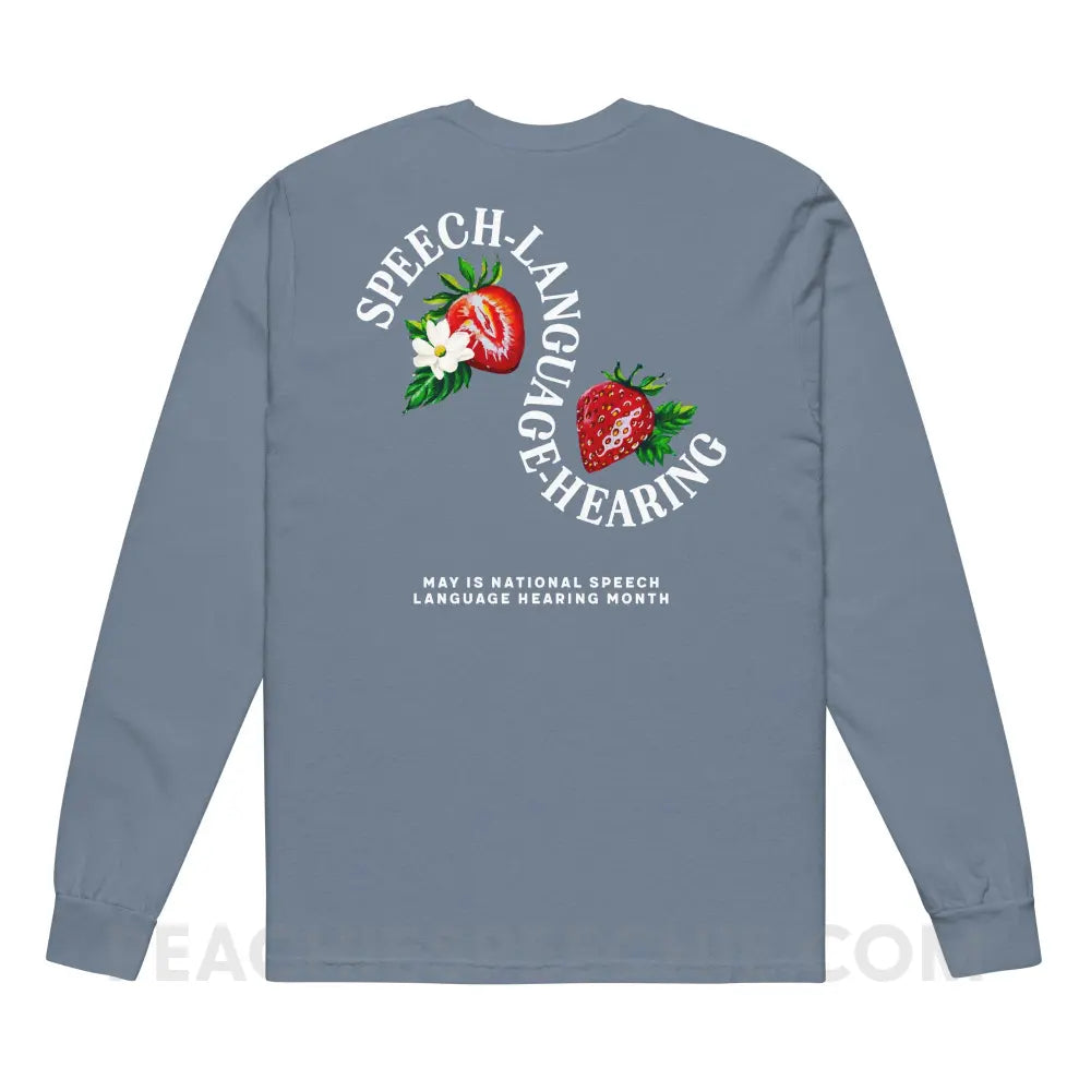 Cultivate Communication NSLHM Strawberries Comfort Colors Long Sleeve - peachiespeechie.com