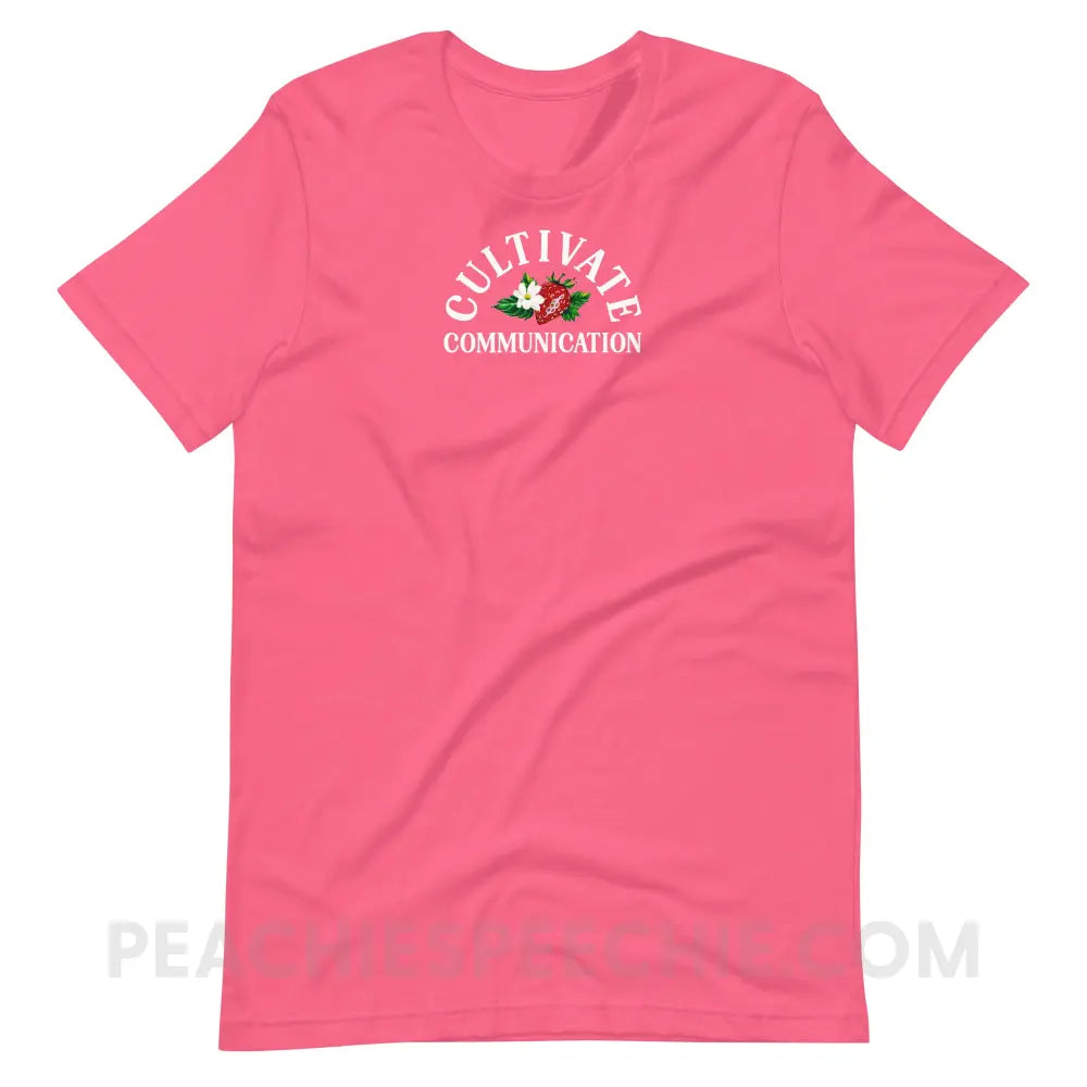 Cultivate Communication NSLHM Strawberries Premium Soft Tee - Charity Pink / XS - peachiespeechie.com