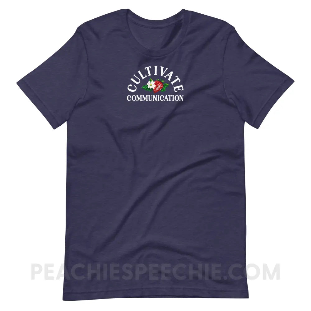 Cultivate Communication NSLHM Strawberries Premium Soft Tee - Heather Midnight Navy / XS - peachiespeechie.com