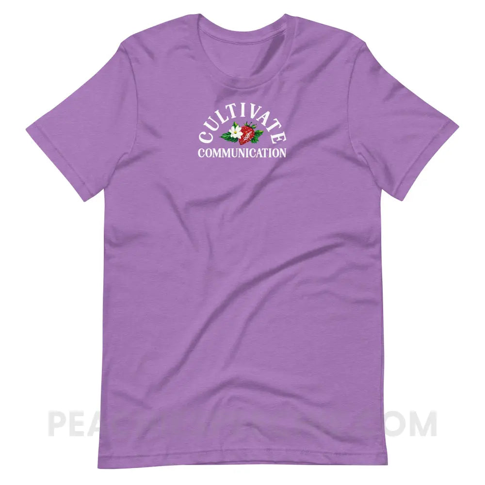 Cultivate Communication NSLHM Strawberries Premium Soft Tee - Heather Team Purple / XS - peachiespeechie.com