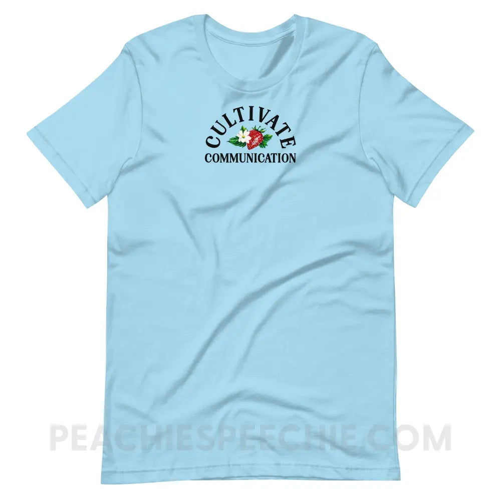Cultivate Communication NSLHM Strawberries Premium Soft Tee - Ocean Blue / S - peachiespeechie.com