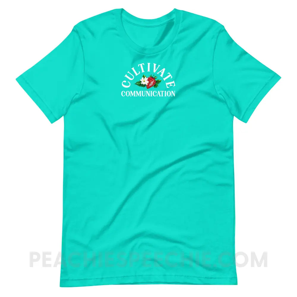 Cultivate Communication NSLHM Strawberries Premium Soft Tee - Teal / XS - peachiespeechie.com