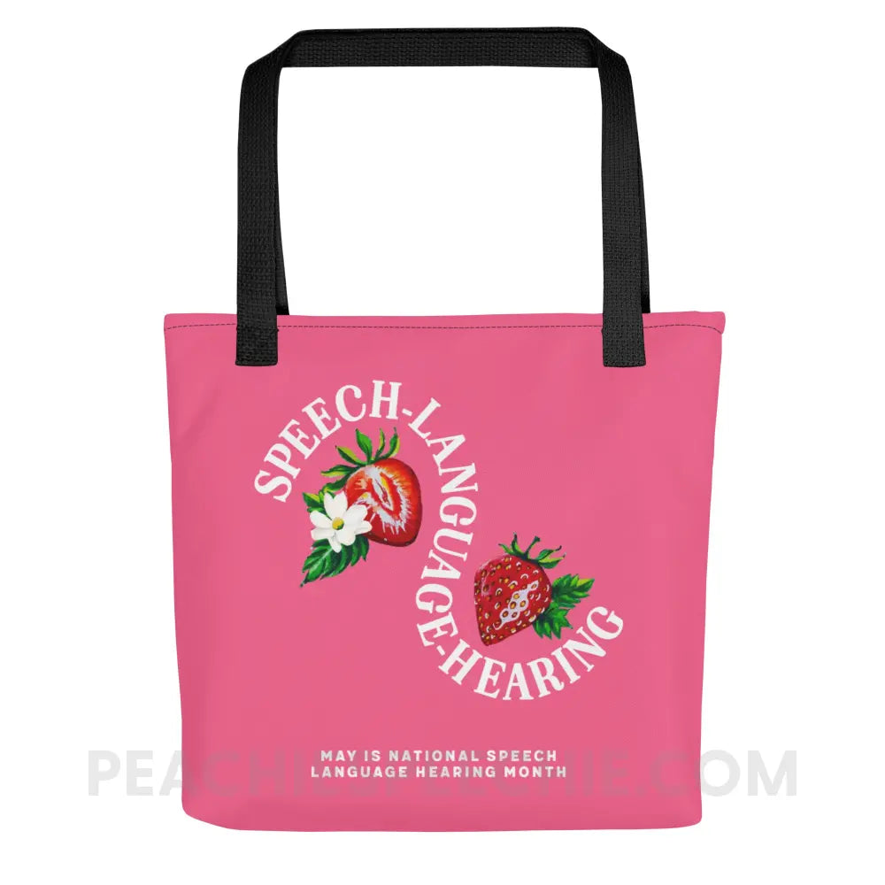 Cultivate Communication NSLHM Strawberries Tote Bag - peachiespeechie.com