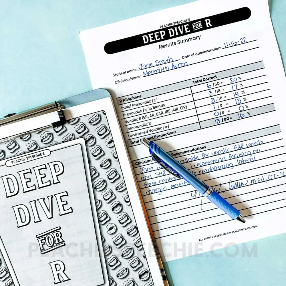 Deep Dive for R - An Informal Assessment - Materials - peachiespeechie.com