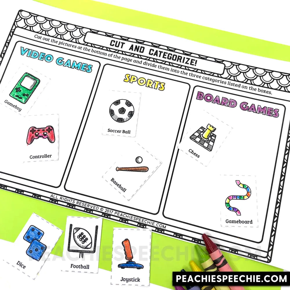 I Can Describe and Categorize: No-Prep Workbook - Materials peachiespeechie.com