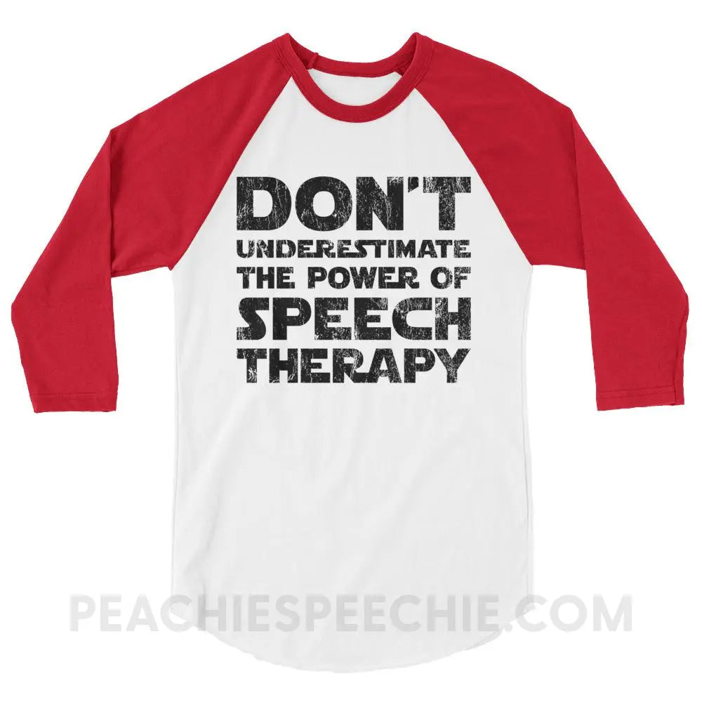Don’t Underestimate The Power Baseball Tee - White/Red / XS - T-Shirts & Tops peachiespeechie.com