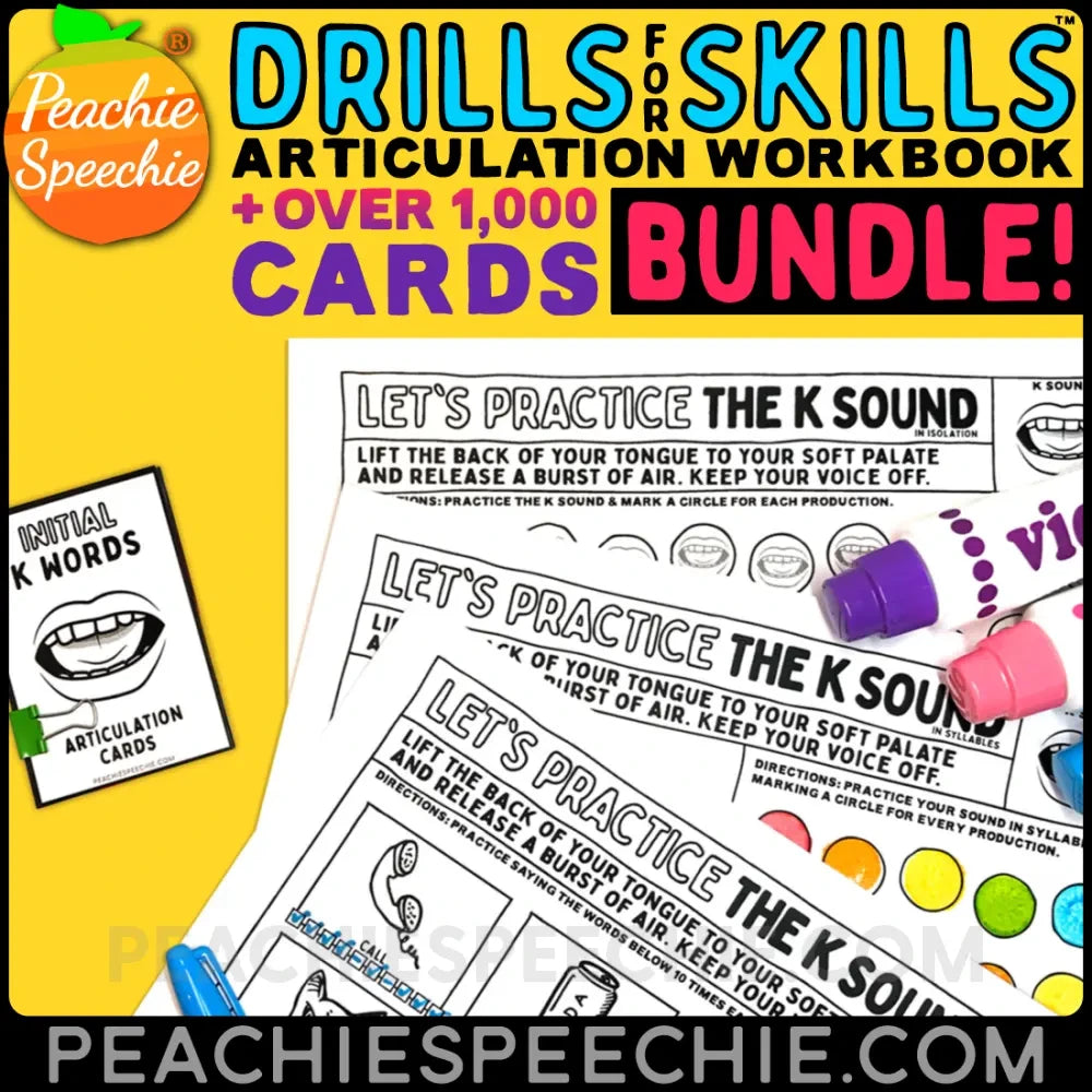 Drills for Skills & Articulation Flashcards Speech Therapy BUNDLE by Peachie Speechie - Materials peachiespeechie.com
