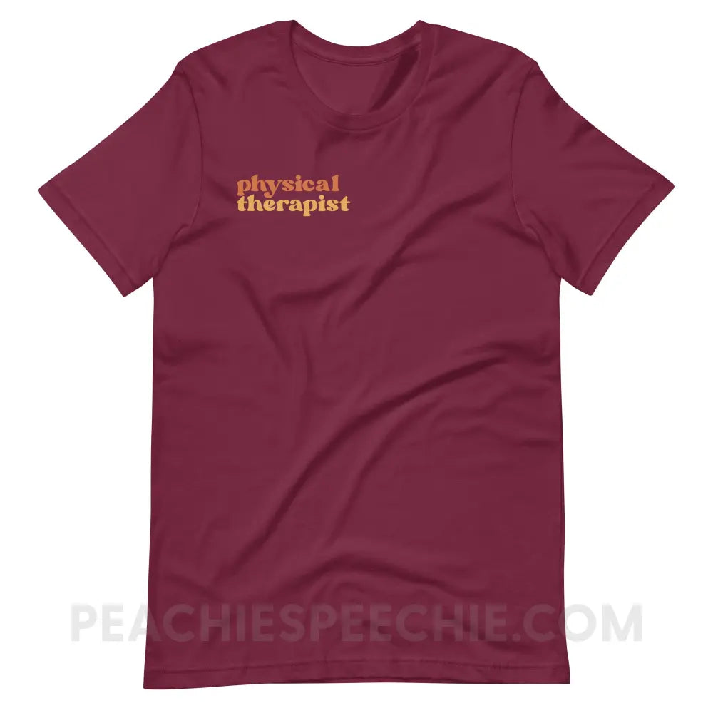 Earthy Physical Therapist Premium Soft Tee - Maroon / S - T-Shirt peachiespeechie.com