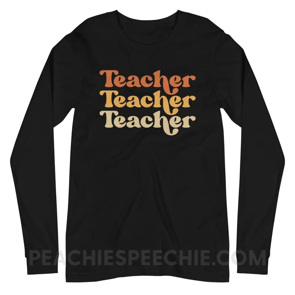 Earthy Retro Teacher Premium Long Sleeve - Black / XS - peachiespeechie.com