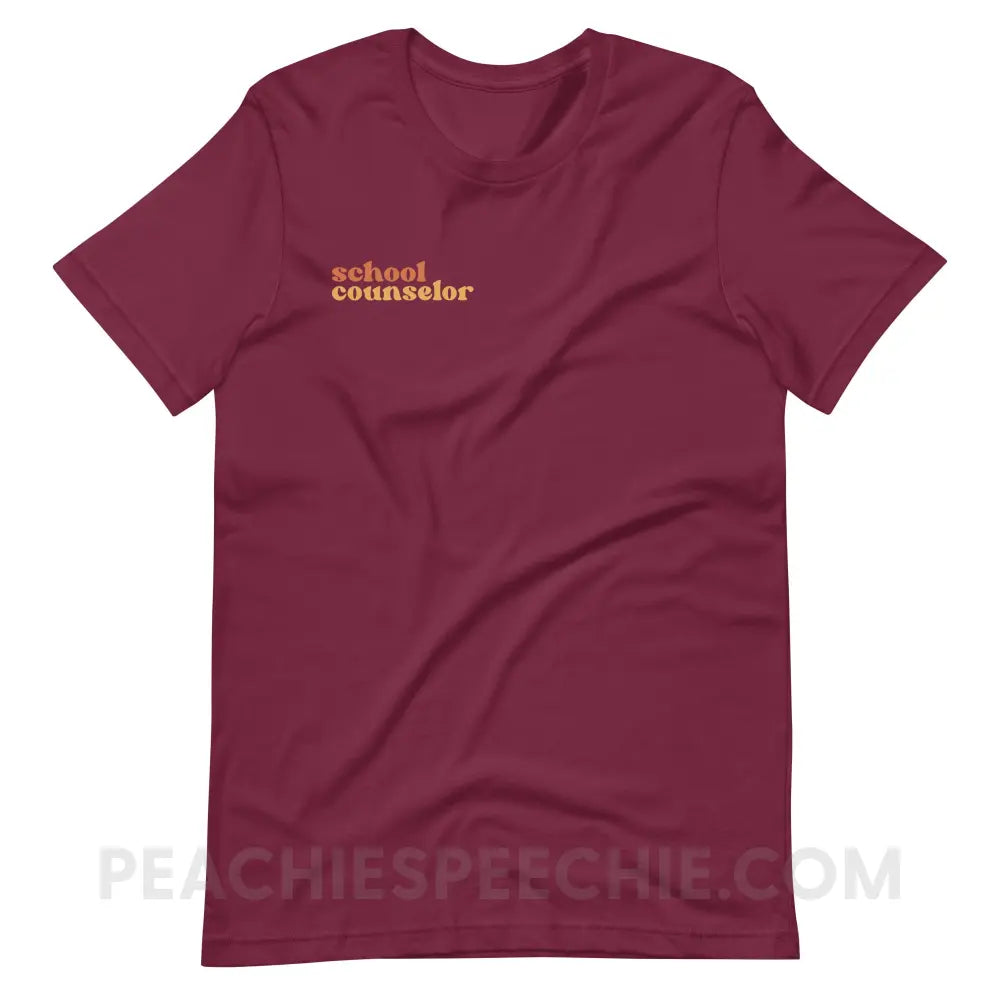 Earthy School Counselor Premium Soft Tee - Maroon / S - T-Shirt peachiespeechie.com