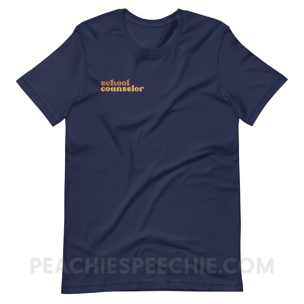 Earthy School Counselor Premium Soft Tee - Navy / S - T-Shirt peachiespeechie.com