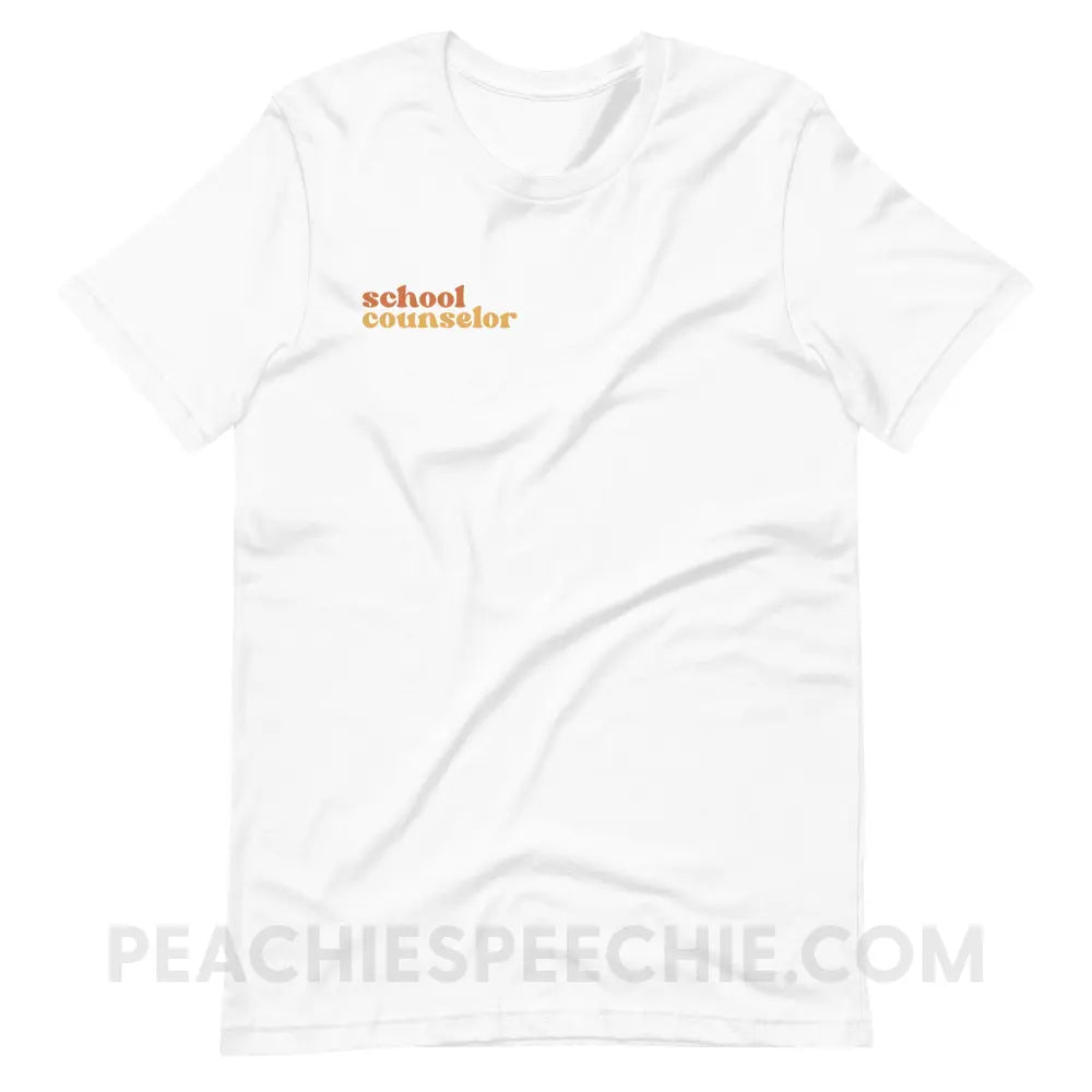 Earthy School Counselor Premium Soft Tee - White / S - T-Shirt peachiespeechie.com