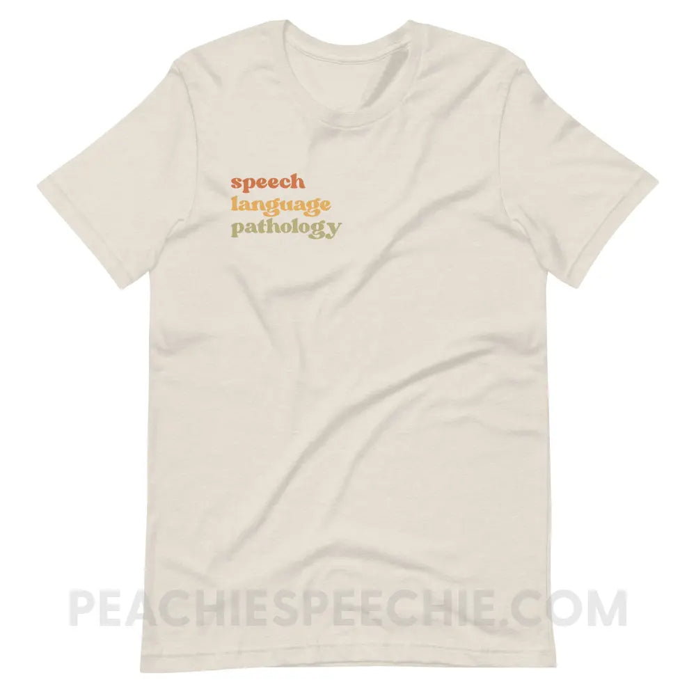 Earthy SLP Premium Soft Tee - Heather Dust / S - peachiespeechie.com