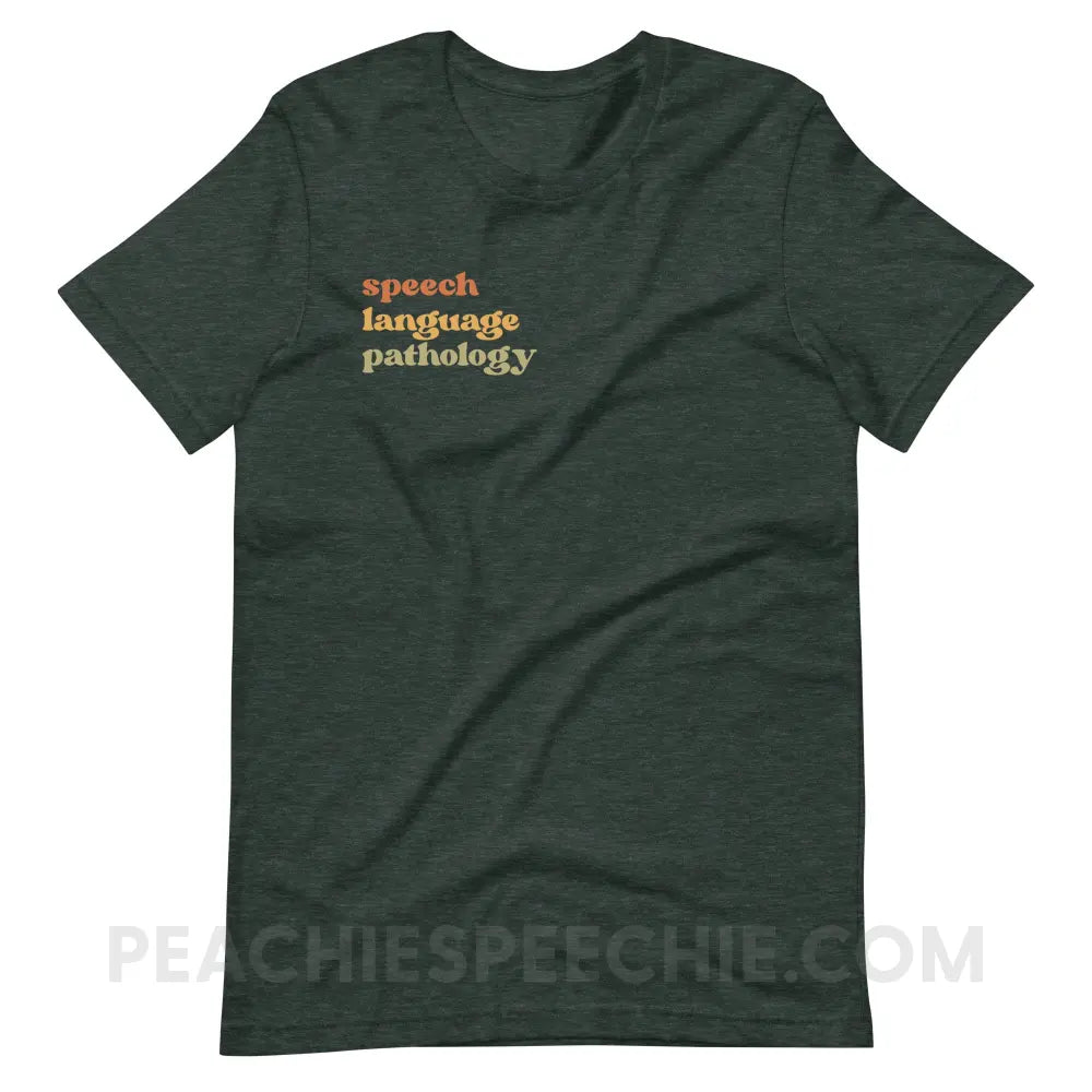 Earthy SLP Premium Soft Tee - Heather Forest / S - peachiespeechie.com