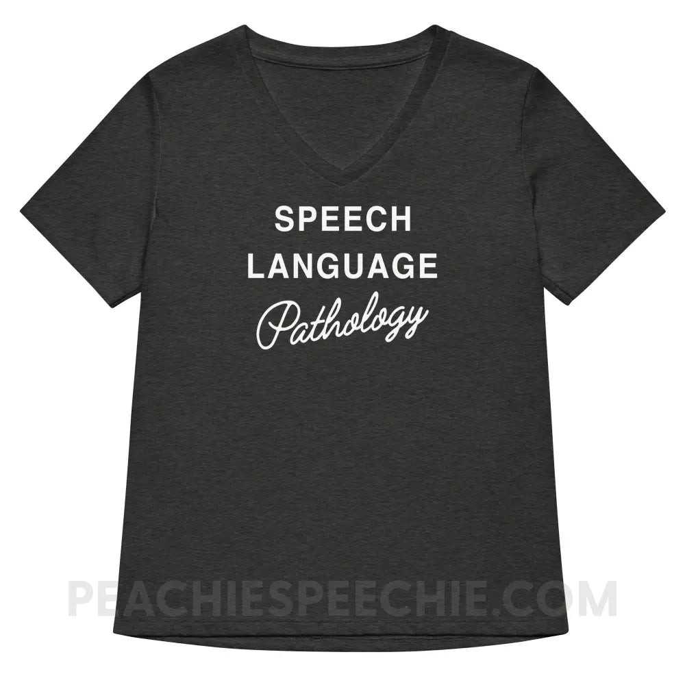 Elegant Speech Language Pathology Premium Women’s V-Neck - Dark Grey Heather / S - peachiespeechie.com