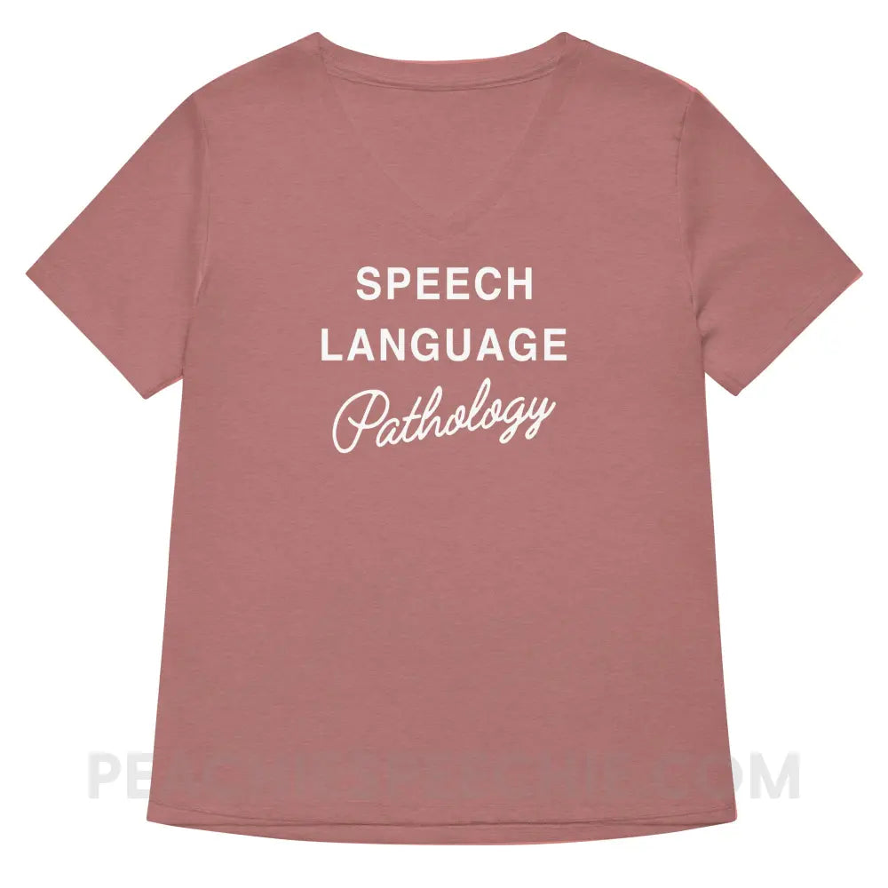 Elegant Speech Language Pathology Premium Women’s V-Neck - Heather Mauve / S - peachiespeechie.com