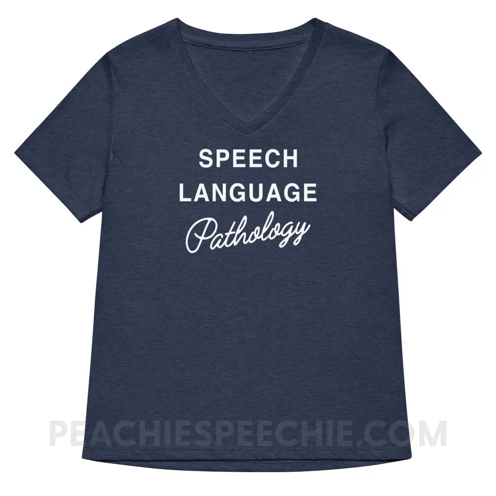 Elegant Speech Language Pathology Premium Women’s V-Neck - Heather Navy / S - peachiespeechie.com