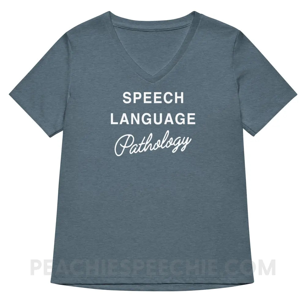 Elegant Speech Language Pathology Premium Women’s V-Neck - Heather Slate / S - peachiespeechie.com