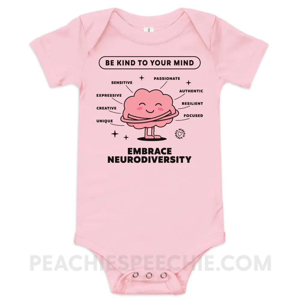 Embrace Neurodiversity Brain Baby Onesie - Pink / 3-6m - peachiespeechie.com
