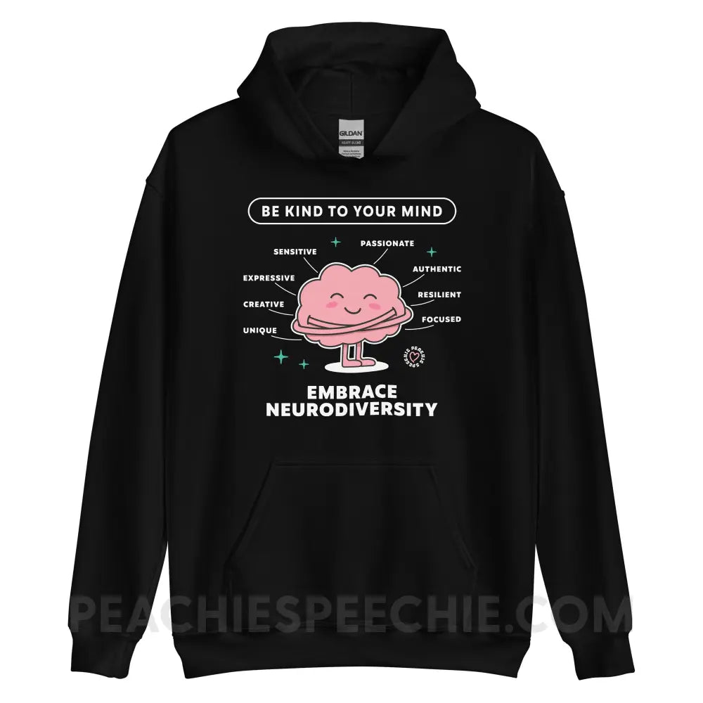 Embrace Neurodiversity Brain Classic Hoodie - Black / S - peachiespeechie.com
