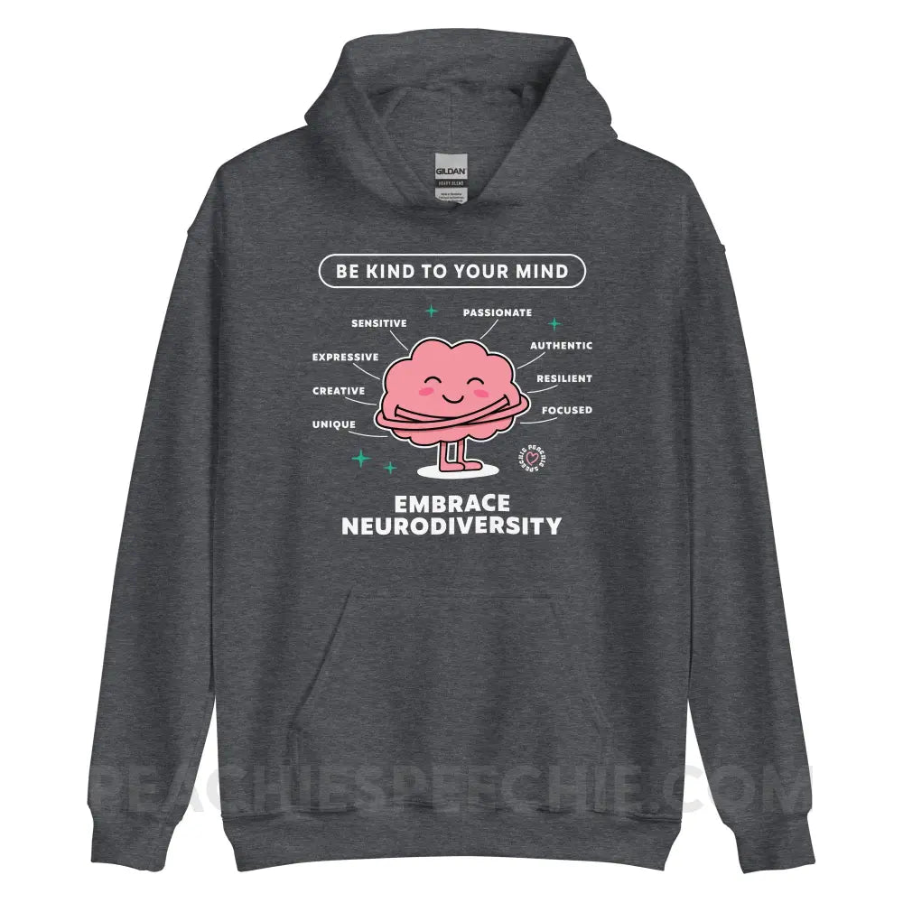 Embrace Neurodiversity Brain Classic Hoodie - Dark Heather / S - peachiespeechie.com